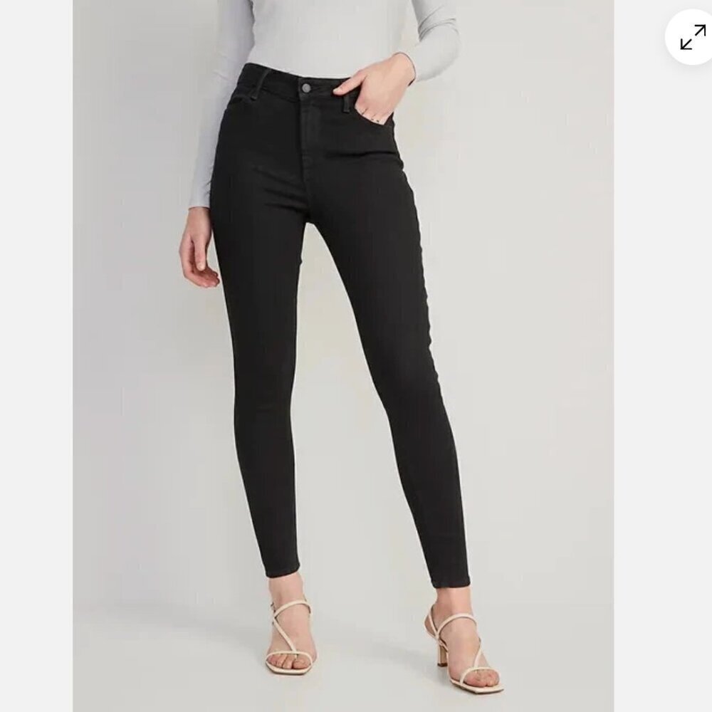 Old Navy Women's Size 18 High-Rise Wow Super Skinny Jean Black Stretch Cotton
